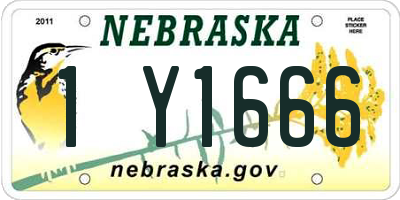 NE license plate 1Y1666