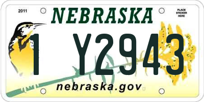 NE license plate 1Y2943