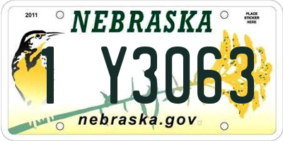 NE license plate 1Y3063