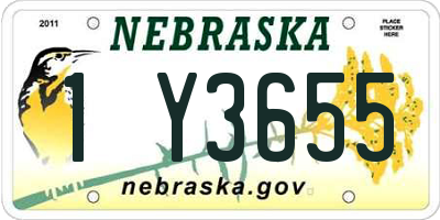 NE license plate 1Y3655