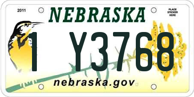 NE license plate 1Y3768
