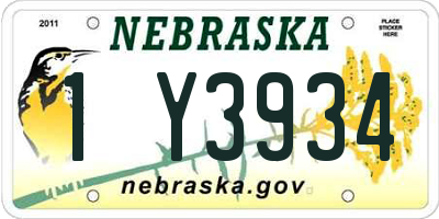 NE license plate 1Y3934