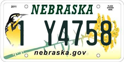 NE license plate 1Y4758