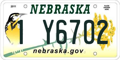 NE license plate 1Y6702