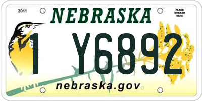 NE license plate 1Y6892