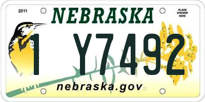 NE license plate 1Y7492