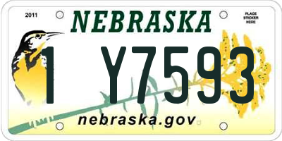 NE license plate 1Y7593