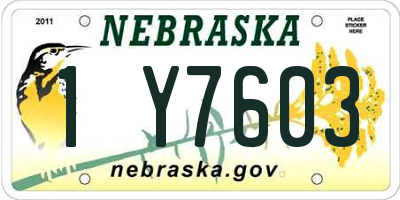 NE license plate 1Y7603