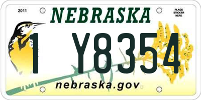 NE license plate 1Y8354