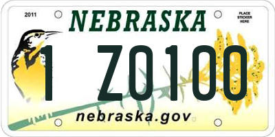 NE license plate 1Z0100