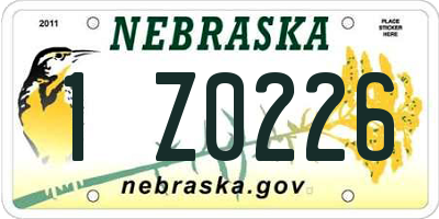 NE license plate 1Z0226