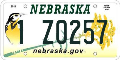 NE license plate 1Z0257