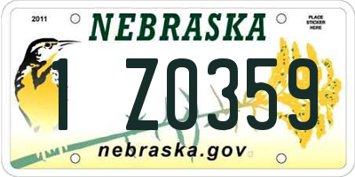 NE license plate 1Z0359