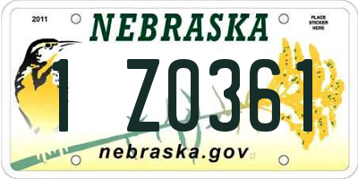 NE license plate 1Z0361