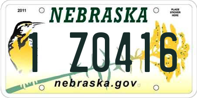 NE license plate 1Z0416