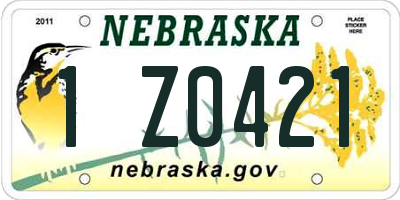 NE license plate 1Z0421