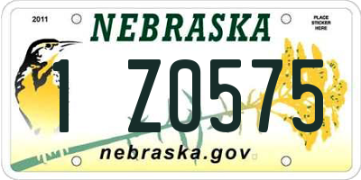 NE license plate 1Z0575