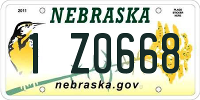 NE license plate 1Z0668