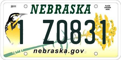 NE license plate 1Z0831