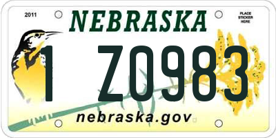 NE license plate 1Z0983