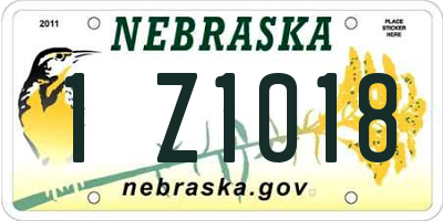 NE license plate 1Z1018