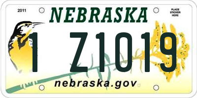 NE license plate 1Z1019