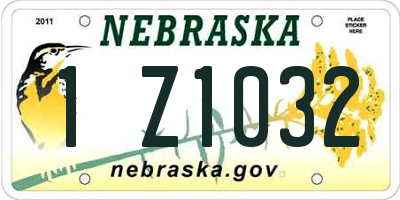 NE license plate 1Z1032