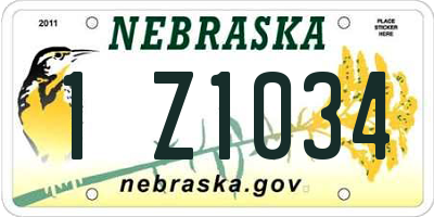 NE license plate 1Z1034