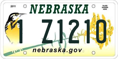 NE license plate 1Z1210