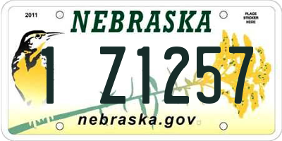 NE license plate 1Z1257