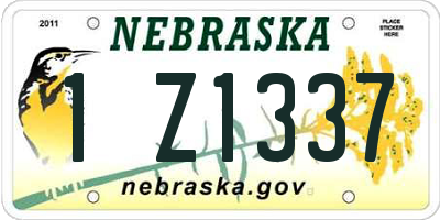 NE license plate 1Z1337