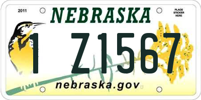 NE license plate 1Z1567