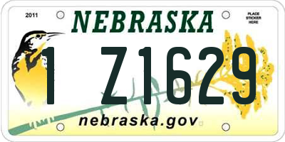 NE license plate 1Z1629
