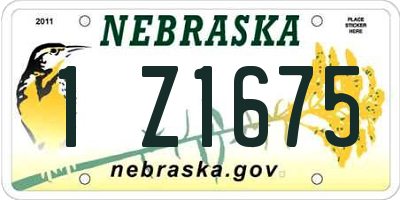 NE license plate 1Z1675