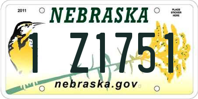 NE license plate 1Z1751