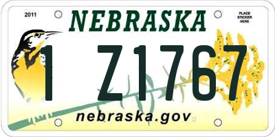 NE license plate 1Z1767