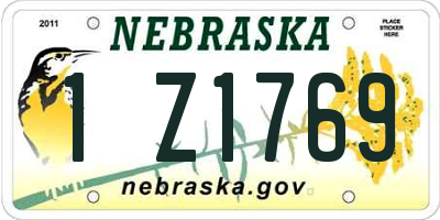 NE license plate 1Z1769