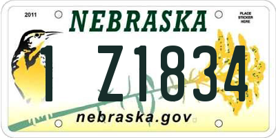 NE license plate 1Z1834