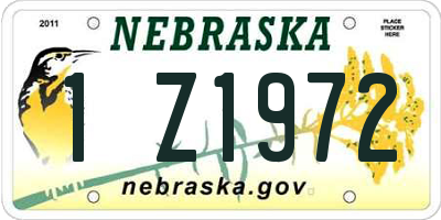NE license plate 1Z1972