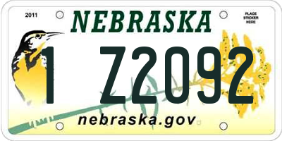 NE license plate 1Z2092