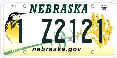 NE license plate 1Z2121