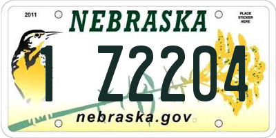 NE license plate 1Z2204