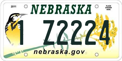 NE license plate 1Z2224