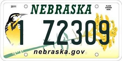 NE license plate 1Z2309