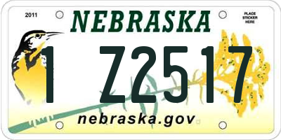 NE license plate 1Z2517