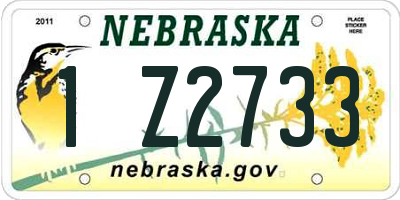 NE license plate 1Z2733