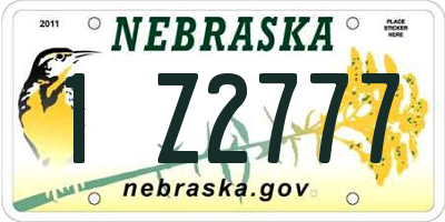 NE license plate 1Z2777