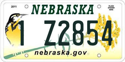 NE license plate 1Z2854