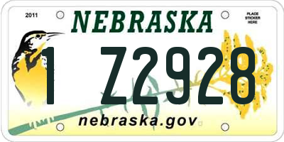 NE license plate 1Z2928