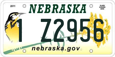 NE license plate 1Z2956